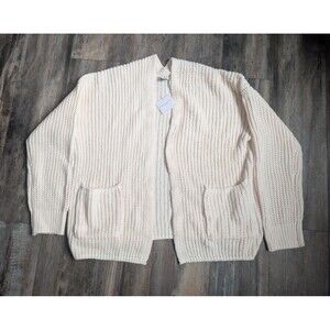 NWT NEW American Eagle AE Open Front Cardigan Cream Tan Women's Large Pockets